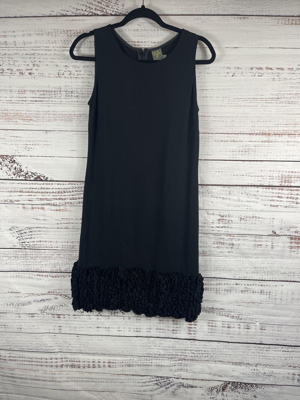 Taylor Dress Women's 6 Black Sleeveless Sheath Ruffle Hem Cocktail Party LBD